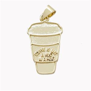 Coffee Cup Charms Copper Pendant Gold Plated, approx 13-20mm [FN46561]