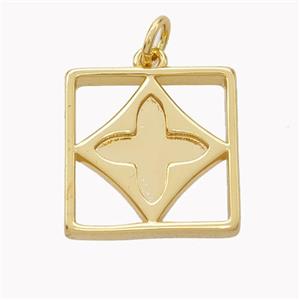 Copper Square Pendant Gold Plated, approx 16x16mm [FN46562]