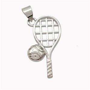 Copper Tennis Racket Pendant Sports Platinum Plated, approx 13-24mm [FN46569]