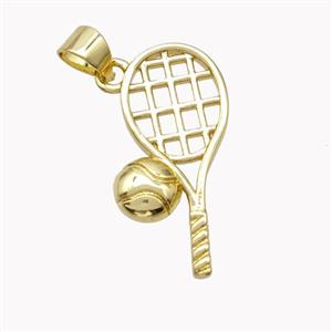 Copper Tennis Racket Pendant Sports Gold Plated, approx 13-24mm [FN46570]
