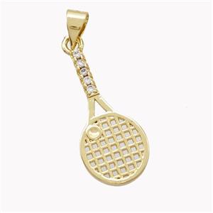 Copper Tennis Racket Pendant Sports Gold Plated, approx 11-24mm [FN46572]