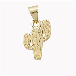 Copper Cactus Pendant Gold Plated, approx 11-15mm [FN46574]