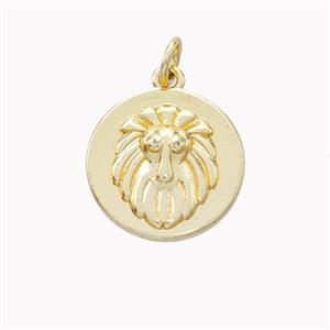 Copper Lion Pendant Gold Plated, approx 15mm [FN46587]