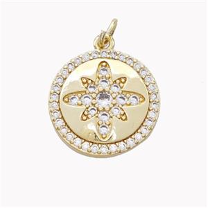 Copper Northstar Pendant Pave Zirconia Gold Plated, approx 16.5mm [FN46592]