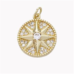 Copper Northstar Pendant Pave Zirconia Gold Plated, approx 16mm [FN46593]