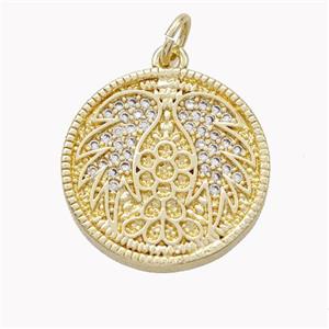 Copper Angel Wings Pendant Pave Zircoina Gold Plated, approx 18mm [FN46595]