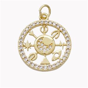 Copper Symbols Pendant Pave Zirconia Gold Plated, approx 18mm [FN46596]