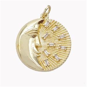 Copper Moon Pendant Pave Zirconia Gold Plated, approx 20mm [FN46601]