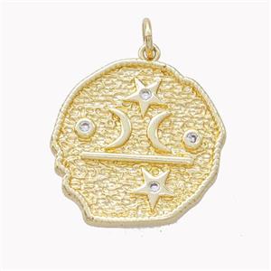 Copper Moon Star Pendant Pave Zirconia Gold Plated, approx 20mm [FN46605]