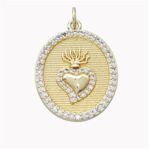 Copper Heart Pendant Pave Zirconia Gold Plated, approx 19-22mm [FN46606]
