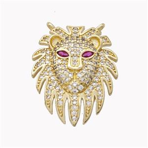 Copper Lion Pendant Pave Zirconia 2loops Gold Plated, approx 20-23mm [FN46607]