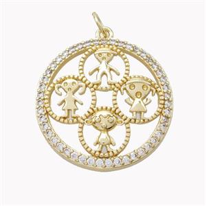 Copper Kids Pendant Pave Zirconia Gold Plated, approx 24mm [FN46609]