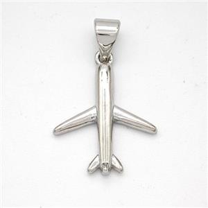 Copper Airplane Pendant Platinum Plated, approx 15-17mm [FN46649]