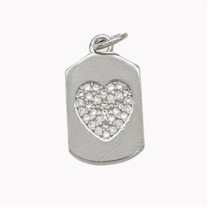 Copper Heart Pendant Micropave Zirconia Platinum Plated, approx 10-15mm [FN46676]