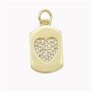 Copper Heart Pendant Micropave Zirconia Gold Plated, approx 10-15mm [FN46677]