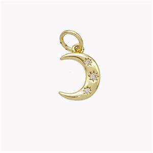 Copper Moon Pendant Micropave Zirconia Gold Plated, approx 8-9mm [FN46678]