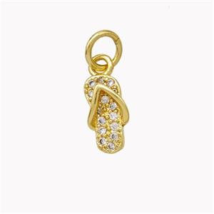 Copper Shoes Pendant Micropave Zirconia Gold Plated, approx 5-10mm [FN46680]