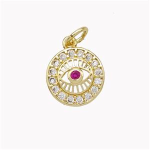 Copper Eye Pendant Micropave Zirconia Gold Plated, approx 10.5mm [FN46681]