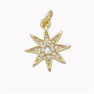 Copper Northstar Pendant Micropave Zirconia Gold Plated, approx 13.5mm [FN46682]