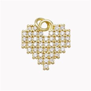 Copper Heart Pendant Micropave Zirconia Gold Plated, approx 14-15mm [FN46684]