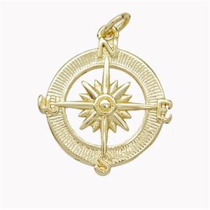 Copper Compass Pendant Gold Plated, approx 17-19mm [FN46688]