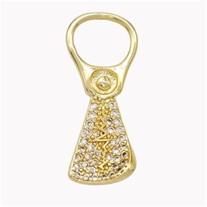 Copper Keychain Pendant Pave Zirconia Gold Plated, approx 9-22mm [FN46689]