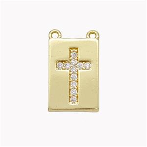 Copper Cross Pendant Pave Zirconia 2loops Gold Plated, approx 9-13mm [FN46691]