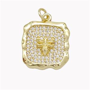 Copper Honeybee Pendant Pave Zirconia Square Gold Plated, approx 17x17mm [FN46692]