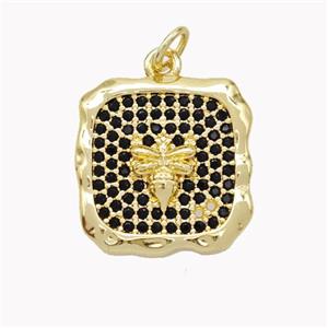Copper Honeybee Pendant Pave Zirconia Square Gold Plated, approx 17x17mm [FN46693]