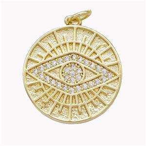 Copper Eye Pendant Pave Zirconia Gold Plated, approx 20mm [FN46694]
