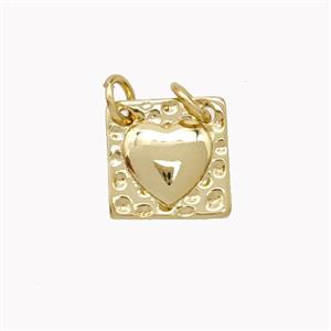 Copper Heart Pendant Square Gold Plated, approx 11.5mm [FN46698]
