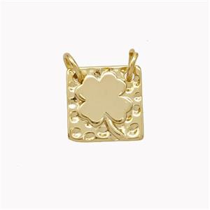 Copper Clover Pendant Square Gold Plated, approx 11.5mm [FN46699]