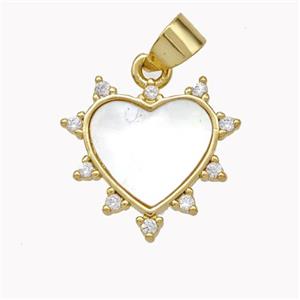 Copper Heart Pendant Pave Shell Zirconia Gold Plated, approx 16mm [FN46702]