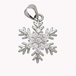 Copper Snowflake Pendant Micropave Zirconia Platinum Plated, approx 16mm [FN46706]