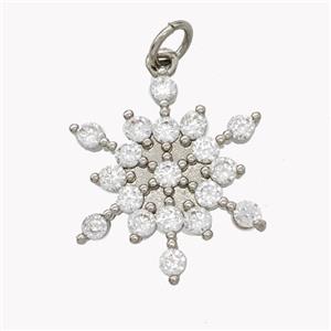 Copper Snowflake Pendant Micropave Zirconia Platinum Plated, approx 19.5mm [FN46708]