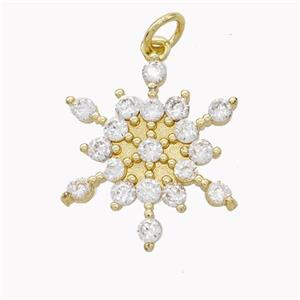 Copper Snowflake Pendant Micropave Zirconia Gold Plated, approx 19.5mm [FN46709]