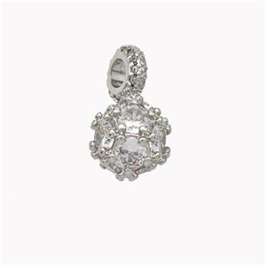 Copper Ball Pendant Pave Zirconia Platinum Plated, approx 8mm [FN46710]