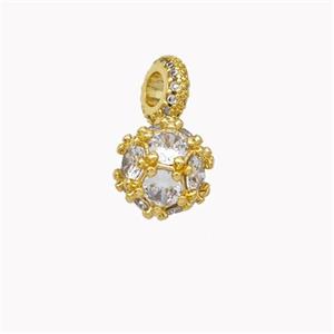 Copper Ball Pendant Pave Zirconia Gold Plated, approx 8mm [FN46711]