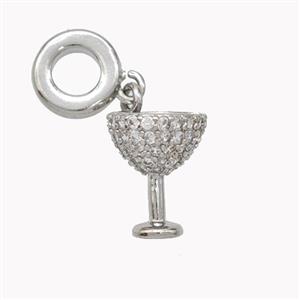 Copper Wine Cup Pendant Pave Zirconia Platinum Plated, approx 9-11mm, 9mm [FN46712]
