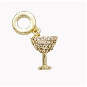 Copper Wine Cup Pendant Pave Zirconia Gold Plated, approx 9-11mm, 9mm [FN46713]