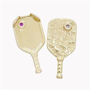 Copper Fan Pendant Pave Zirconia 2loops Gold Plated, approx 13-27mm [FN46714]