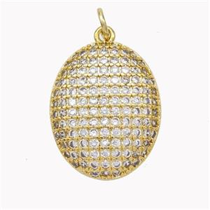 Copper Egg Pendant Pave Zirconia Oval Gold Plated, approx 17-21mm [FN46727]