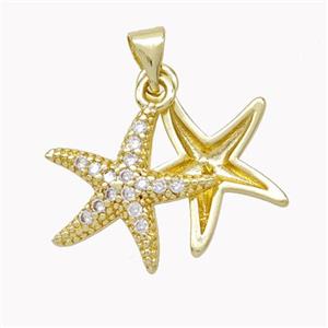 Copper Starfish Pendant Micropave Zirconia Gold Plated, approx 17mm [FN46730-L]