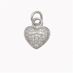 Copper Heart Pendant Micropave Zirconia Platinum Plated, approx 9mm [FN46731]