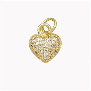 Copper Heart Pendant Micropave Zirconia Gold Plated, approx 9mm [FN46732]