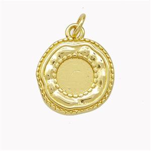 Copper Circle Pendant With Cabochon Pad Gold Plated, approx 15mm [FN46738]