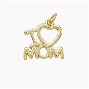 Copper Pendant I LOVE MOM Gold Plated, approx 13-14mm [FN46742]