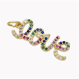 Copper LOVE Pendant Pave Zirconia Gold Plated, approx 7-20mm [FN46743]