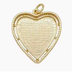 Copper Heart Pendant With Cabochon Pad Gold Plated, approx 20mm [FN46746]