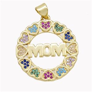 Copper MOM Pendant Pave Zirconia Gold Plated, approx 23mm [FN46749]